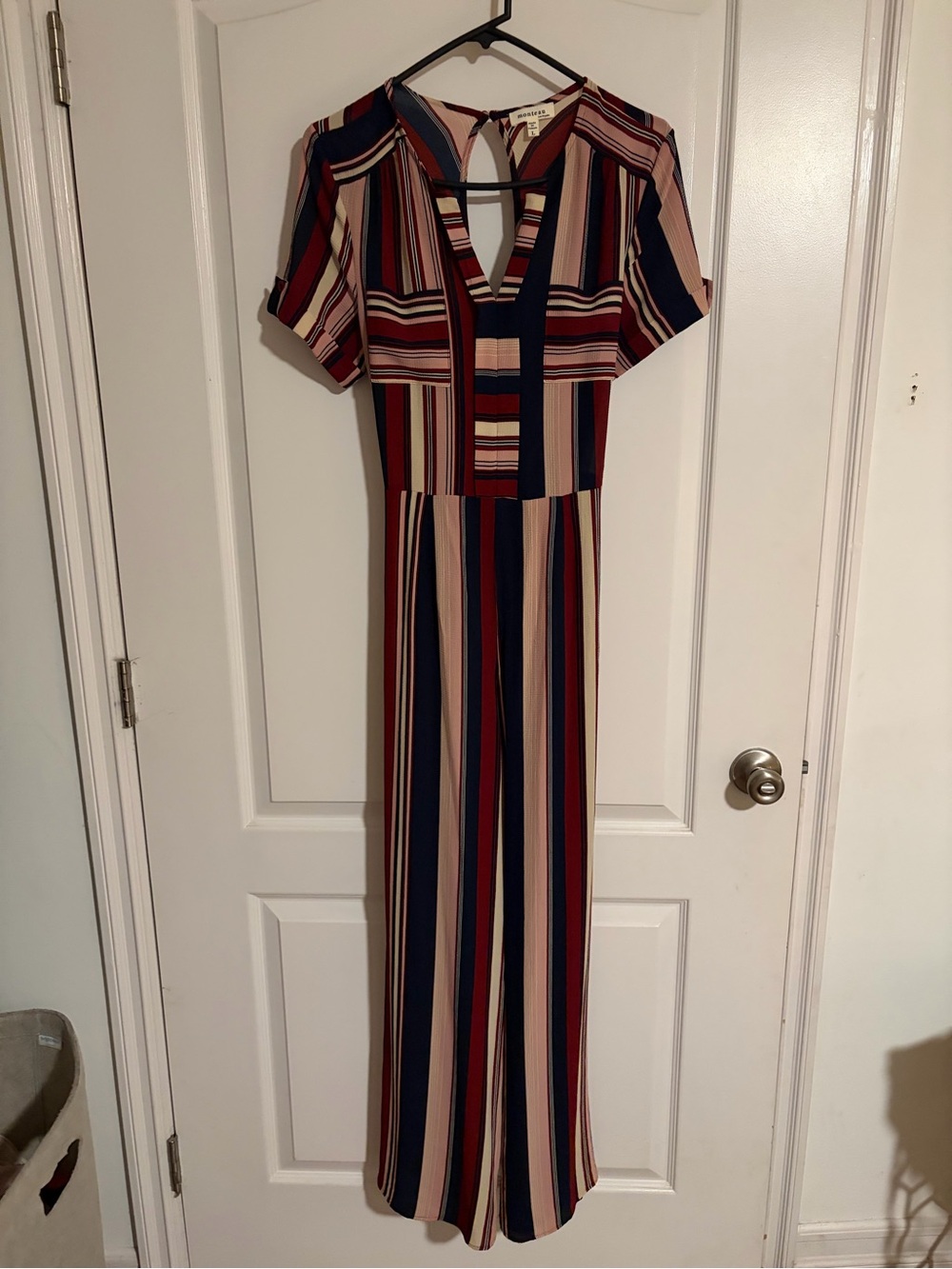 Monteau Striped Multi-Color Jumpsuit - Navy, Burgundy, Blush